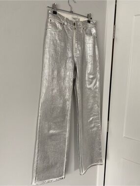 Abercrombie & Fitch Metallic Silver Straight-Leg Jeans